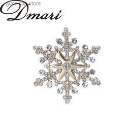 Pins Broches Dmari Femmes Broche Vintage En Acier Inoxydable Flocons De Neige Épinglettes Strass Badge OL Accessoires Bijoux De Luxe Y240329