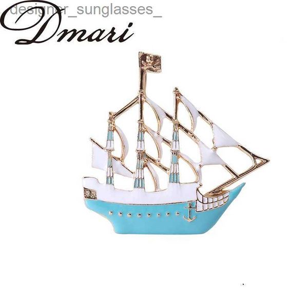 Pins Broches Dmari femmes broche Vintage émail voilier bateau Pirate des caraïbes Lel broche pour costume femmes vêtements accessoires de luxe bijoux L231117