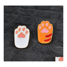 Alfileres Broches Pata de perro Esmalte Pin Insignia de solapa Joyería Gato Amante de las mascotas Mochila Decoración de metal Bolsa Botón Broche Drop Delivery Dhe7X