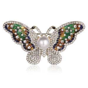 Broches Broches Élégant Charme Papillon Animal Perle Broche Femmes Strass Bijoux Colorf Insectes Pins Vintage Cadeaux De Mode Drop Del Dh1Yh