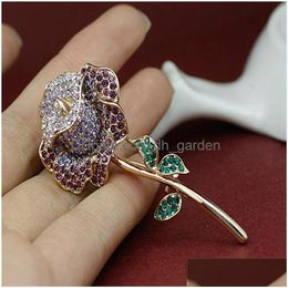 Pinnen broches elegant helder strikte kristal rozenbloem glanzende steentjes strierige strierbeen pin cor 610 z2 drop levering sieraden dhgarden dhcso dhcso