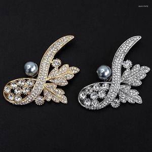 Broches Broches Élégant Floral Broche Perle D'eau Douce Broche Cristal Strass Fleur Pour Les Femmes Plante Bijoux Bouquet Décoration Seau22