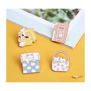 Pins broches email gewapende revers pin grappige cartoon kitten kat dier badge ins schattige broche exquisite accessoires 1 79k e3 drop del dhars