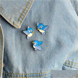 Épingles Broches Émail Bleu Oiseau Broche Dessin Animé Volant Jeune Animal Broche Veste En Jean Boucle Chemise Badge Cadeau Pour Enfants Drop Delive Dhnjd