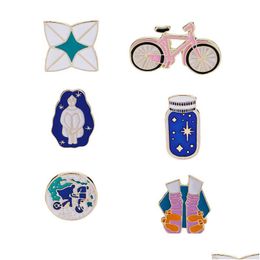 Alfileres Broches Esmalte Broche Alfileres Mujeres Boutonniere Belleza de pelo largo Bicicleta Deseando Botella Calcetines Insignia de dibujos animados para hombres S Moda Dr Dhqxh