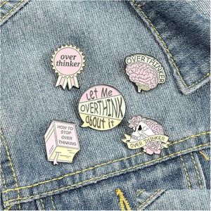 Pinnen broches email pin roze skelet bloem metalen badges grappige broche pins cadeau 1480 e3 drop levering sieraden dhab3