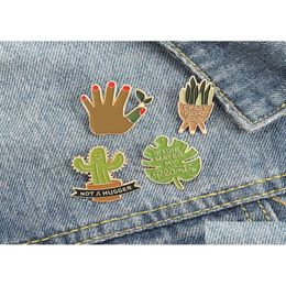 Pinnen broches Europese cartoon potplanten emaillelegering cactus aloë blad pinnen voor unisex kinderen kleding cowboy badge accessorie dh3gv