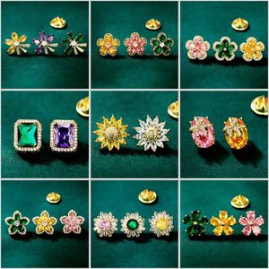 Broches Broches Exquis Coloré Zircon Cubique Petit Mini Épinglette De Mode Fleur Collier Broches pour Femmes 2022 Nouveaux Accessoires D'été Broche HKD230807