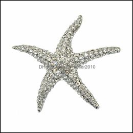 Broches Broches exquise étoile de mer broche strass ensemble blanc K doré 380 T2 livraison directe 2022 bijoux Dhnwl