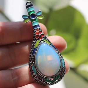 Épingles, broches FARLENA épingles à bijoux Vintage opale naturelle insignes en pierre Semi-précieuse Style chinois émail luth pour les femmes