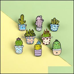 Pins broches mode cartoon mooie plantkunde broche voor vrouwen mannen cactus bloemenpot originaliteit badge pin broches drop olie sieraden 1 dhqgv