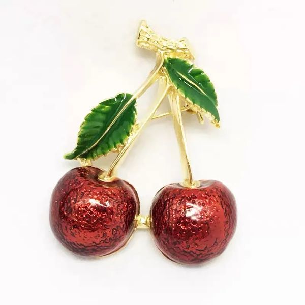 Broches Broches Mode Cerise Broche Femmes Costume Décolleté Badge Plante Créative Fruits Rouges Émail Broches Filles Bijoux Sac Vêtements Accessoires Cadeaux 231218