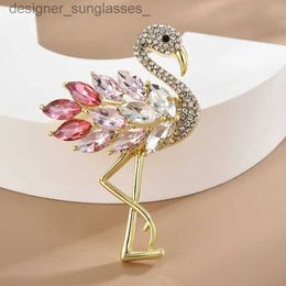 Pins Broches Mode classique incrusté strass flamant oiseau broches pour les femmes Design de luxe Unise Animal broche broches bijoux cadeaux L231117