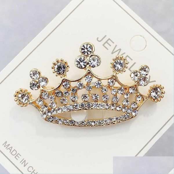 Broches Broches Mode Couronne Broches Or Sier Couleur Clair Strass Broches Robe Décoration Boucle Badge Bijoux Accessoires Pour Wo Dh1Gi