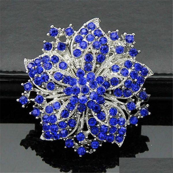 Broches Broches Mode Diamant Broche Cristal Fleurs Broches Broches Boutonnière Bâton Cors Écharpe Clips Bijoux De Mariage Drop Livraison Dhfeo