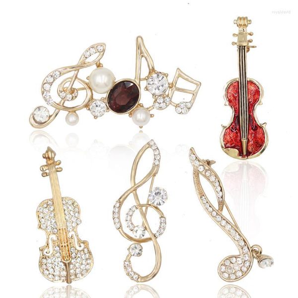 Broches Broches Mode Exquis Violon Musique Symbole Manteau Collier Broche Vêtements Décoration Costume Dîner Robe Accessoires Bijoux De Luxe Roya22