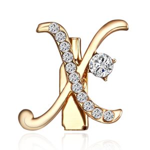 Pins, broches mode letters kristal strass kleine broche goudlegering pak jas kraag revers pin sieraden geschenken voor vrouwen luxe accessor