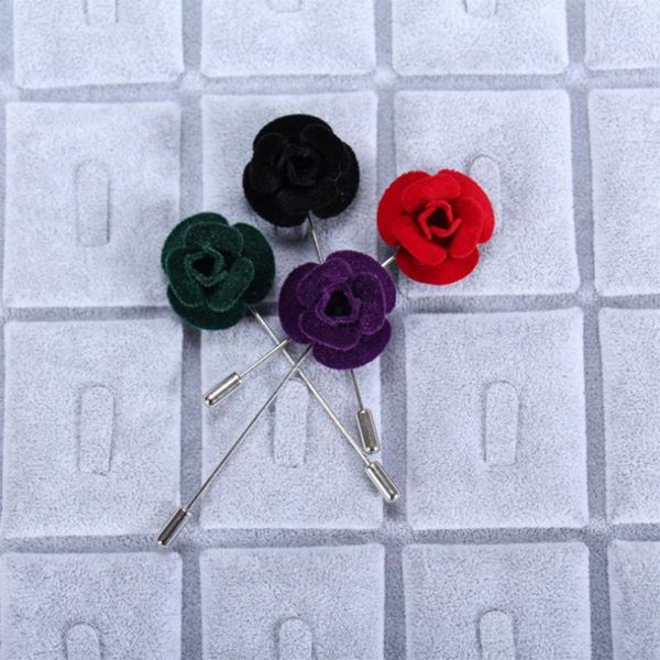 Broches, broches mode hommes fleur épinglette costume boutonnière tissu flocage fil 4 couleurs bouton broches pour mariage