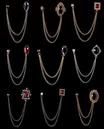 Épingles broches mode métal strass des hommes de la chemise à la chaîne de la chaîne de glace et broche bijoux de luxe accessoires de vêtements de luxulrie8709887