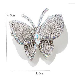 Épingles broches Fashion Rhingestone Butterfly Pin pour femmes mouches de vêtements Jewelry Party Accessries Cadeaux Drop Livraison Dh72i