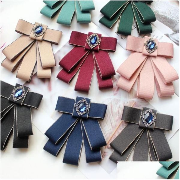 Broches Broches Mode Ruban Noeud Papillon Strass Cristal Broche De Luxe Réglable Bowties Partie Formelle Cravate À La Main Goutte Delive Dhwjt