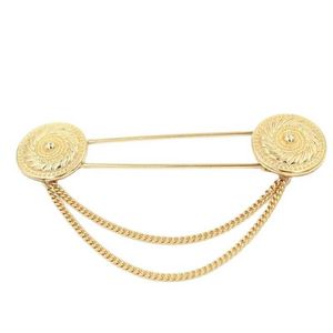 Pins broches mode unisex sieraden voor mannen dames gouden ronde ketting kwastje big grote lel pin shirt kraag clip l221024