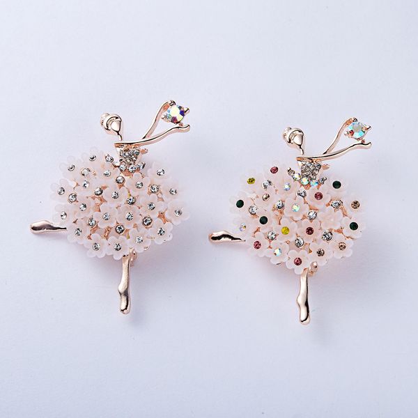 Pines Broches Figura Broche Creativo Bailarina Perla Rhinestone Pintado Accesorio de aceite Drop Entrega Otbqa