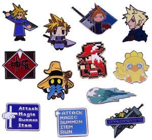 Épingles, broches final fantasy en émail épingle vidéo jeu vidéo ff shinra menu d'attaque broche nuage conflit buster sword meteor chocobo rouge mage badge6176456