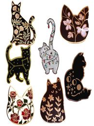 Pins Broches Flower Cat Kitty Animal Pet Lovers Broche Broche Pins de esmalte Insignias de metal Pin Joyas de moda