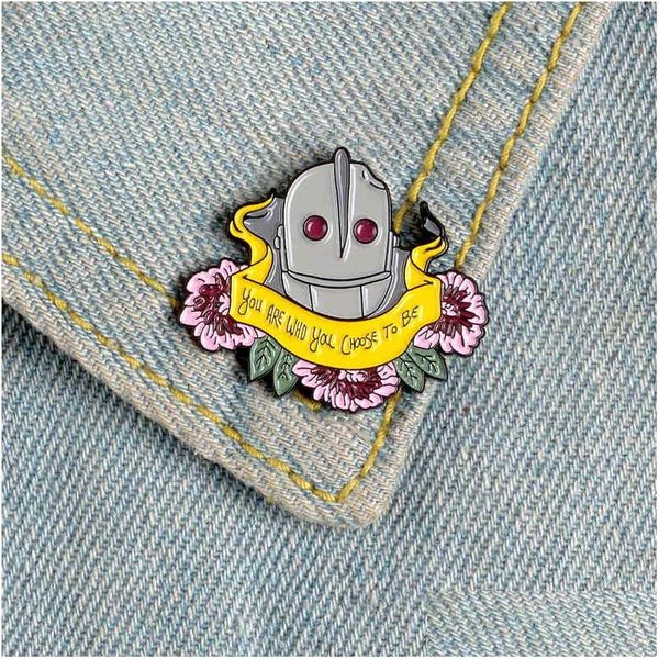 Broches Broches Fleur Avec Le Fer Nt Épingles En Émail Robot Bannière Denim Badge Chemise Sac Vestes Épinglette Pour Femmes Bijoux Cadeau Frien Dhvlj