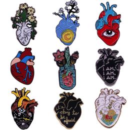 Pinnen broches bloemen anatomisch hart email pin anatomie orgel broche gezondheidsbewustzijn badge romantische goth rare kunstdecorpins pinspins pinspins