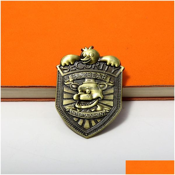 Broches broches FNAF Fazbear Security Guard Badge - Five Nights at Freddys Costume Cosplay Brooch Pin Gift For Men Women Drop Livilor J Dhvti