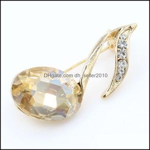 Pins Brooches For Women Gold Color Wedding Bridal Brooch Luxury Crystal Musical Note Pin Birthday Gift Christmas Drop De Dhseller2010 Dhjnf