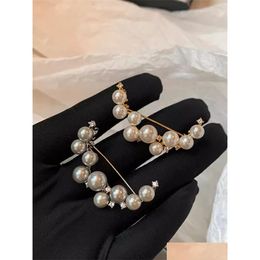 Pins Broches Mode Française Blanc Demi Lune Perle Poitrine Broche Haut De Gamme Femmes Fleur Automne/Hiver Manteau Pull Bijoux Accessoires Dr Otovy