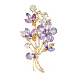 Broches broches amies violet aaa rinestone fleur pour femmes office fashion fashion broche cadeaux bijoux alliage 230202