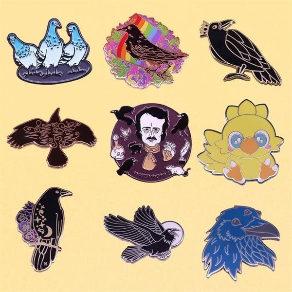 Pins Broches drôle corbeau émail broches mignon Animal métal dessin animé broche hommes femmes mode bijoux cadeaux Anime film roman sac à dos 331j