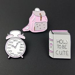 Pins, broches grappige diy emaille pins badges roze tassen metalen pin giften voor vrienden sieraden broche klok kleding rugzak hoeden jeans