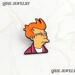 Broches de alfileres Futurama Philip J. Fry, alfileres de esmalte, insignias de programa de televisión, figura de dibujos animados, regalo de joyería para Fans, envío directo Dhous