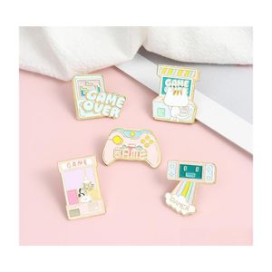 Pins broches game over email pin voor vrouwen mode jurk jas shirt metalen broche pins badges promotie cadeau ontwerp 20 e3 drop del dho4a