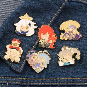 Broches, broches Genshin Impact Émail Pins Mignon Dessin animé Diluc Ragnvindr Ganyu Qiqi Paimon Broche Fans de jeux vidéo Collectionnez Badge Bijoux Cadeau