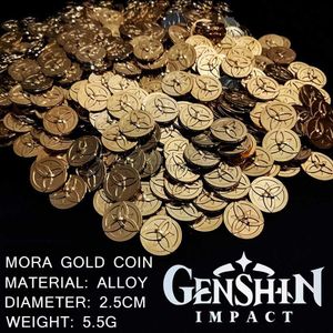 Pins Broches Genshin Impact Mora Gouden Munt Verguld Rollenspel Accessoires Rekwisieten Spel Schatkist Metalen Muntenverzameling Cadeau Groothandel HKD230807