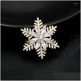Pins Broches Glitter Zirconia Kristallen Sneeuwvlok Voor Vrouwen Kleding Accessoires Broche Pin Vrouw Mode-sieraden Kerstcadeaus Dh2At