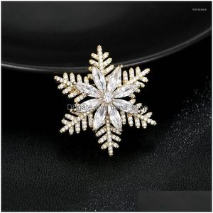 Broches Broches Glitter Cubique Zircone Cristal Flocon De Neige Pour Femmes Vêtements Accessoires Broche Broche Femme Bijoux De Mode Cadeaux De Noël Dh2At