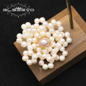 Pins Broches Glseevo perles d'eau douce naturelles broches pour femmes élégant Vintage mariage fleurs blanches broches pour bijoux de luxe GO0397B Q231107