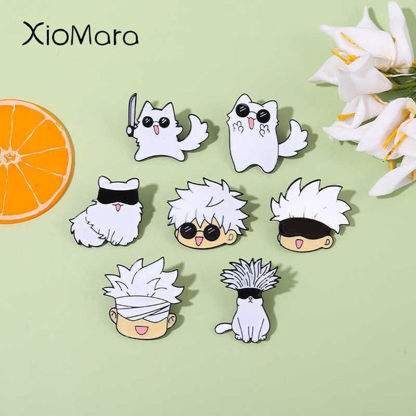 Alfileres Broches Gojo Satoru Gatos Esmalte Pin Máscara para ojos Precio al por mayor Broches de dibujos animados Insignia Jujutsu Kaisen Anime Accesorios para mochila Z0421