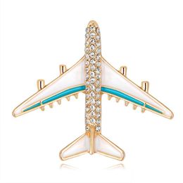 Pins broches gouden emaille vliegtuig broche pin kristallen vliegtuig cor broches mode sieraden voor vrouwen cadeau drop levering dhmx7