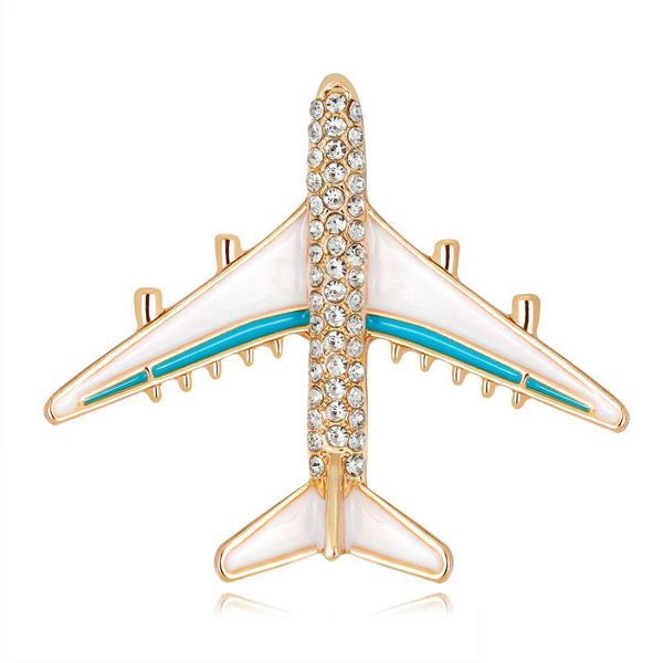 Broches broches or émail avion broche cristal avion Cor mode bijoux pour femmes cadeau livraison directe Dh7Yt