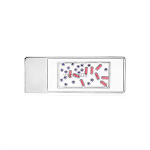 Broches Broches Gram Stain Microscope Slide Émail Broche New Silver Plaqué Lisse Brillant Métal Broche Science Microbiologie Revers Badge Bijoux HKD230807