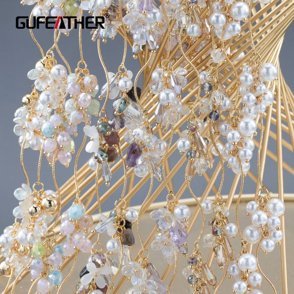 Broches Broches GUFEATHER C287 diy chaîne sans nickel plaqué or 18 carats cuivre zircons plastique perle fabrication de bijoux bracelet collier 50cm lot 230621