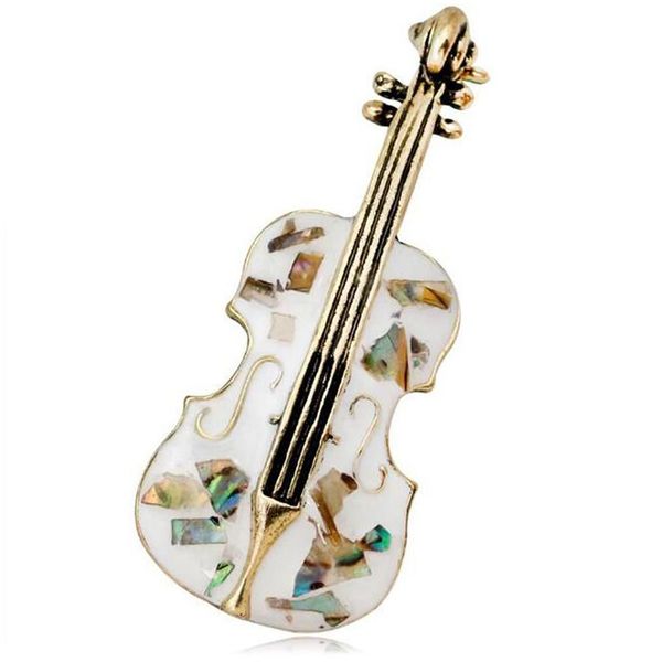Broches broches guitare violon blanc coque en or émail femme alliage de banquet broche cadeaux livraison de gouttes bijoux dho51